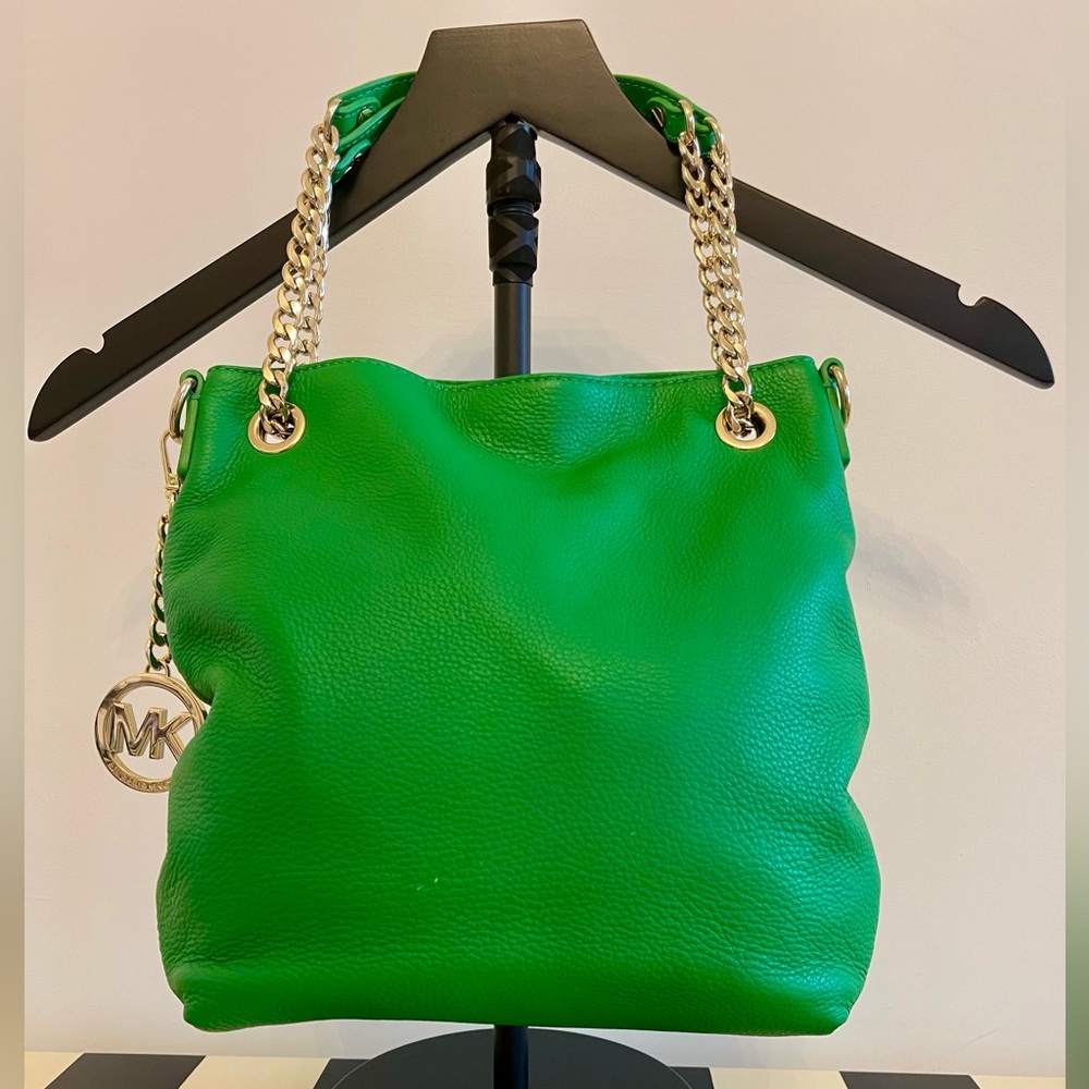 Michael Kors Kelly Green Leather Chain-Handle Crossbody Bag